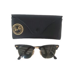 Ray-Ban Clubmaster Black Frame Gold Accent Sunglasses - RB3016 W0365